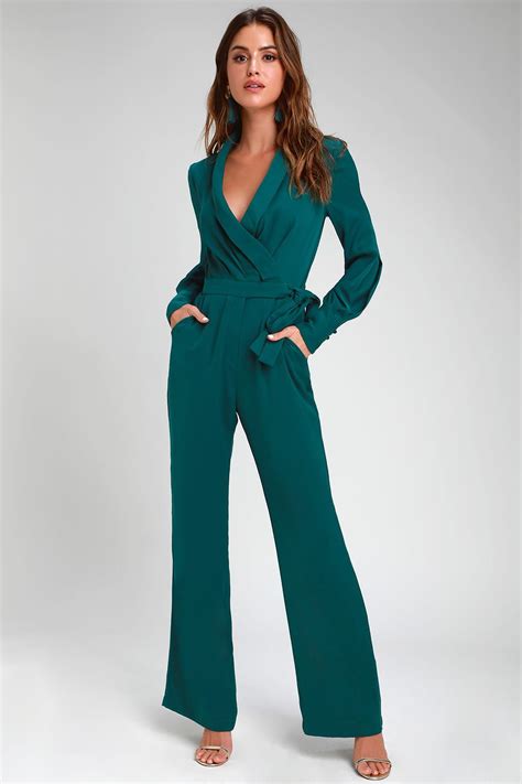 dark green long sleeve jumpsuit.